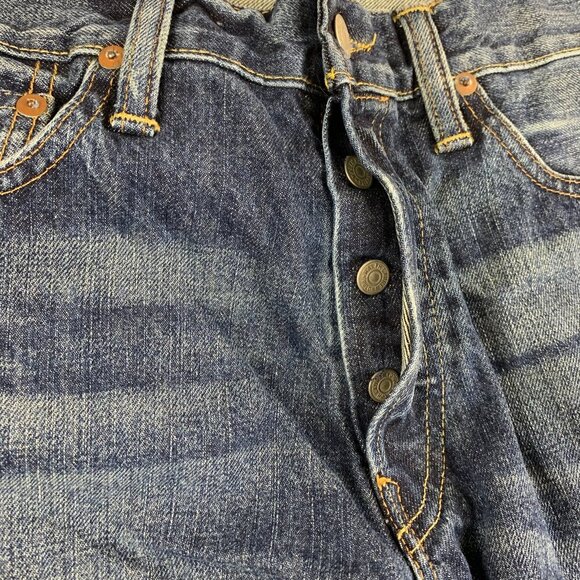 Ralph Lauren Polo Mens 33 Blue Distressed Jeans Sullivan Slim Patchwork 33x32 - Picture 8 of 16